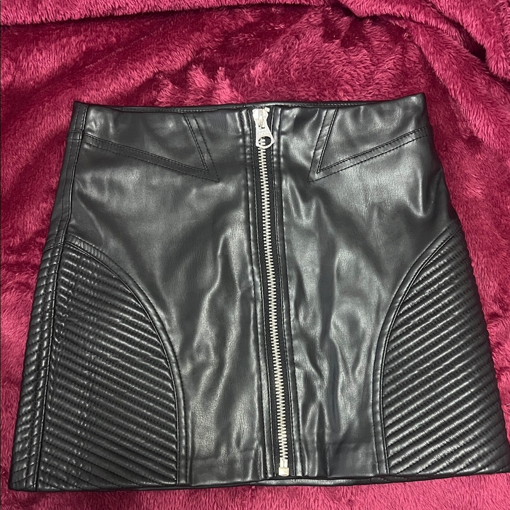 Bershka Black Faux Leather Mini Skirt